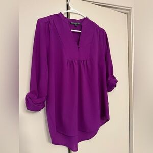Bright fuchsia blouse that works year-round